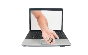 Pénztermelő honlap, laptop érmével