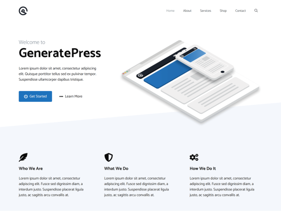 ingyen WordPress sablon Generatepress theme