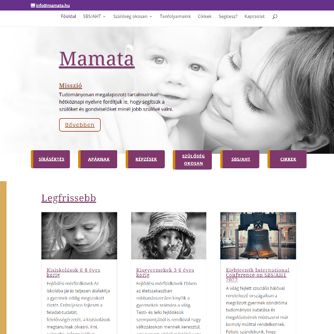 WordPress honlap a szülőségről